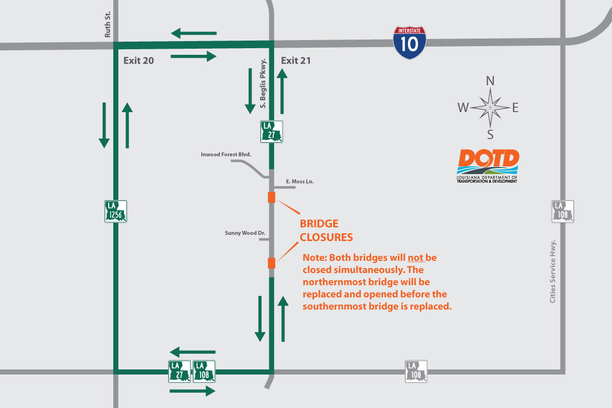 LA 27 Bridge Closure Detour